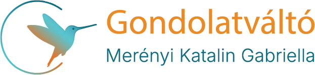 Ez egy logó, mégpedig a Gondolatváltó, azaz Merényi Katalin Gabriella, life és business coach logója. Grafikája egy körből átlósan felfelé kiröppenő kolibri, mint a gondolat felszabadulásának szimbóluma. Színei a kék és a narancssárga.